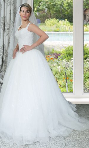 لباس عروس مدل شاین‌ با کریستال دوزی