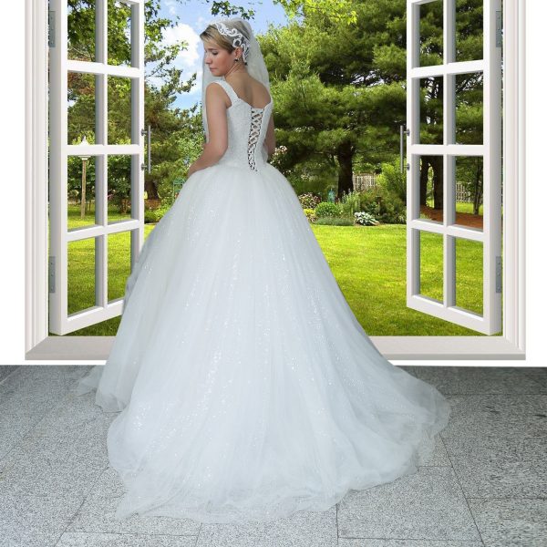 لباس عروس مدل شاین‌ با کریستال دوزی